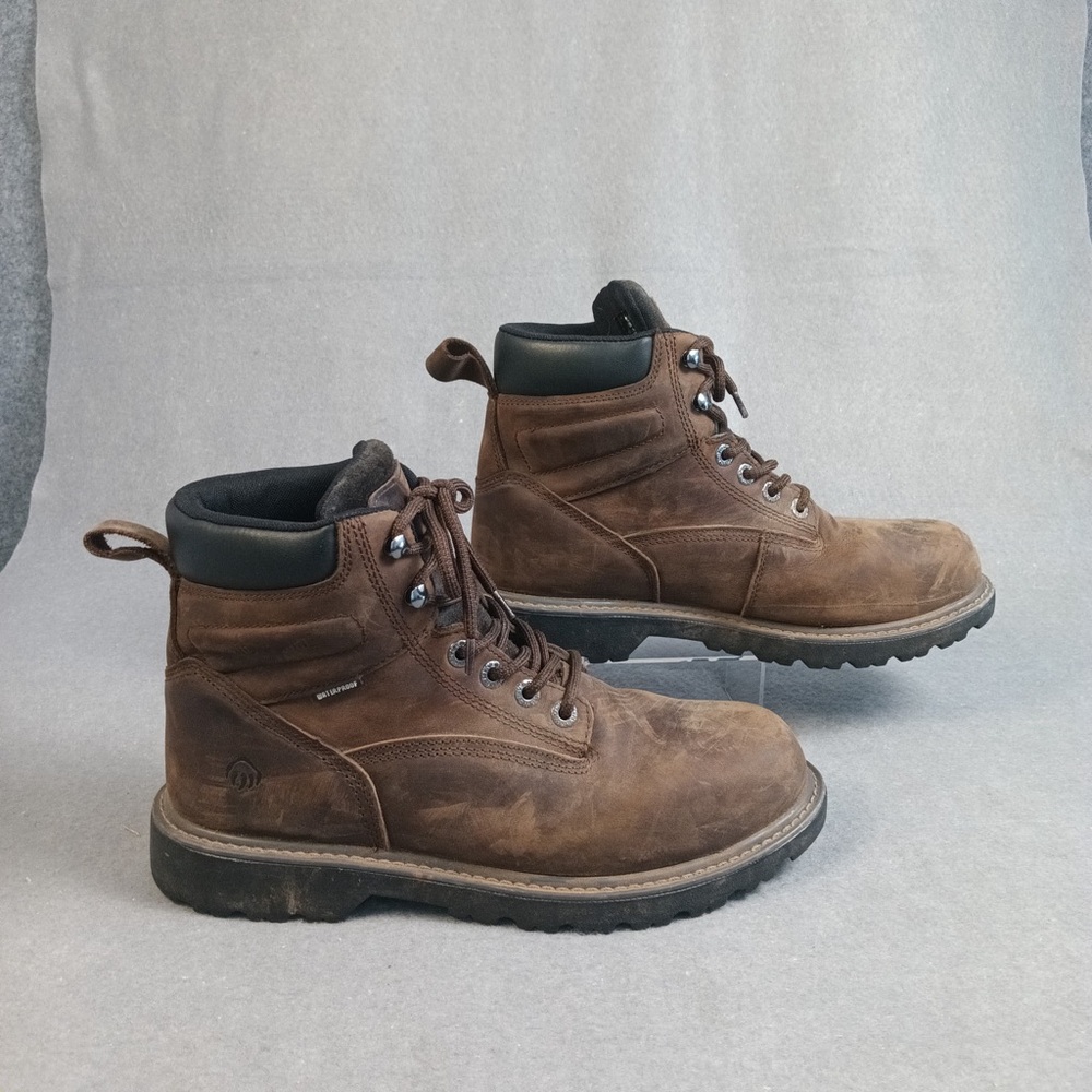 Wolverine Men's Brown Leather Steel Toed Work Boots - Picture 7 of 11